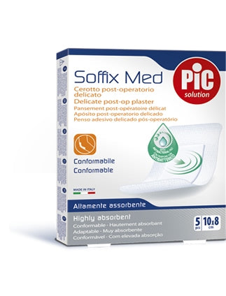 pikdare cerotto pic soffix med in tnt con tampone centrale assorbente sterile monouso 10x8 cm antibatterico 5 pezzi pic ean 8058090003496