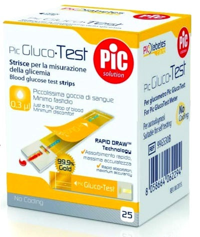 pikdare diagnostica strisce misurazione glicemia pic glucotest 25 pezzi pic ean 8058090001126