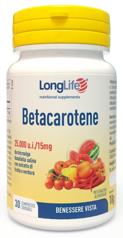 longlife longlife betacarotene 25000 ui 30 compresse long life ean 8054521003851