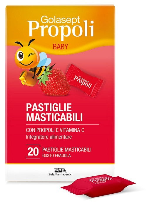 zeta farmaceutici golasept propoli baby fragola 20 pastiglie masticabili golasept ean 8054110370524