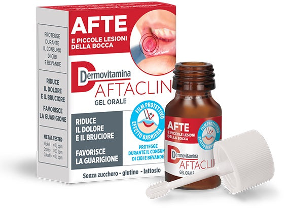 pasquali dermovitamina dermovitamina aftaclin gel orale 7 ml contro dolore e brucione senza zucchero e senza glutine dermovitamina ean 8032738385106
