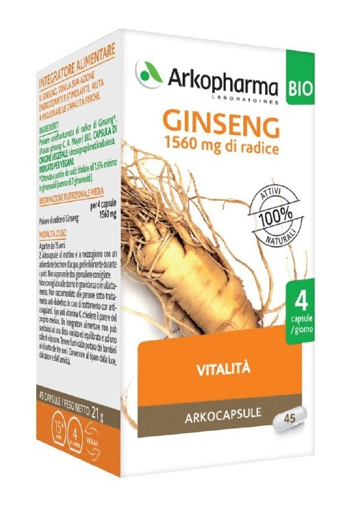 arkofarm arkocps ginseng 45 capsule bio arkofarm ean 3578835610031