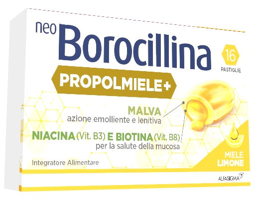 alfasigma chc neoborocillina propolmiele mielelimone 16 pastiglie neoborocillina ean 8020030150126