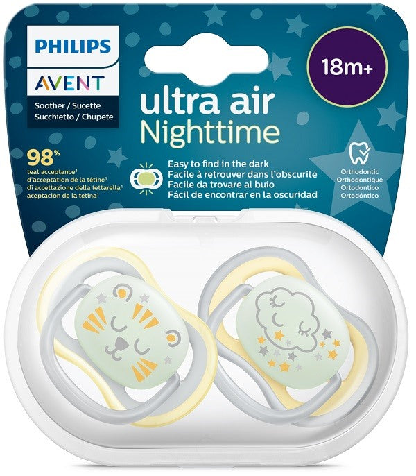 philips avent ultra air nighttime ciuccio ortodontico 18 mesi 2 pezzi avent ean 8720689017473