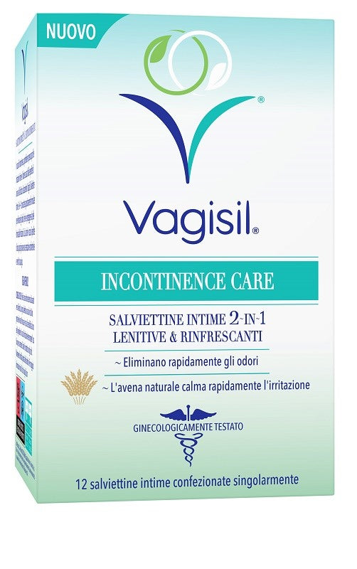 combe italia vagisil incontinence care salviettine intime 2in1 lenitive rinfrescanti 12 pezzi vagisil ean 8413853798000