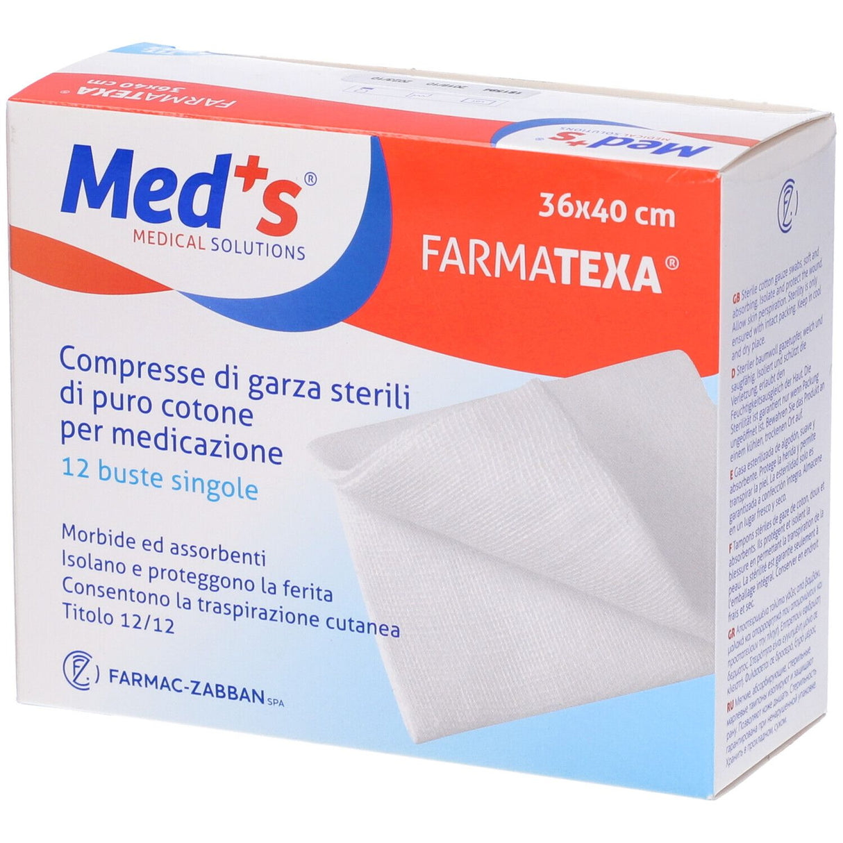 Compresses Garza Meds 12/8 36x40cm 12 Pièces Meds