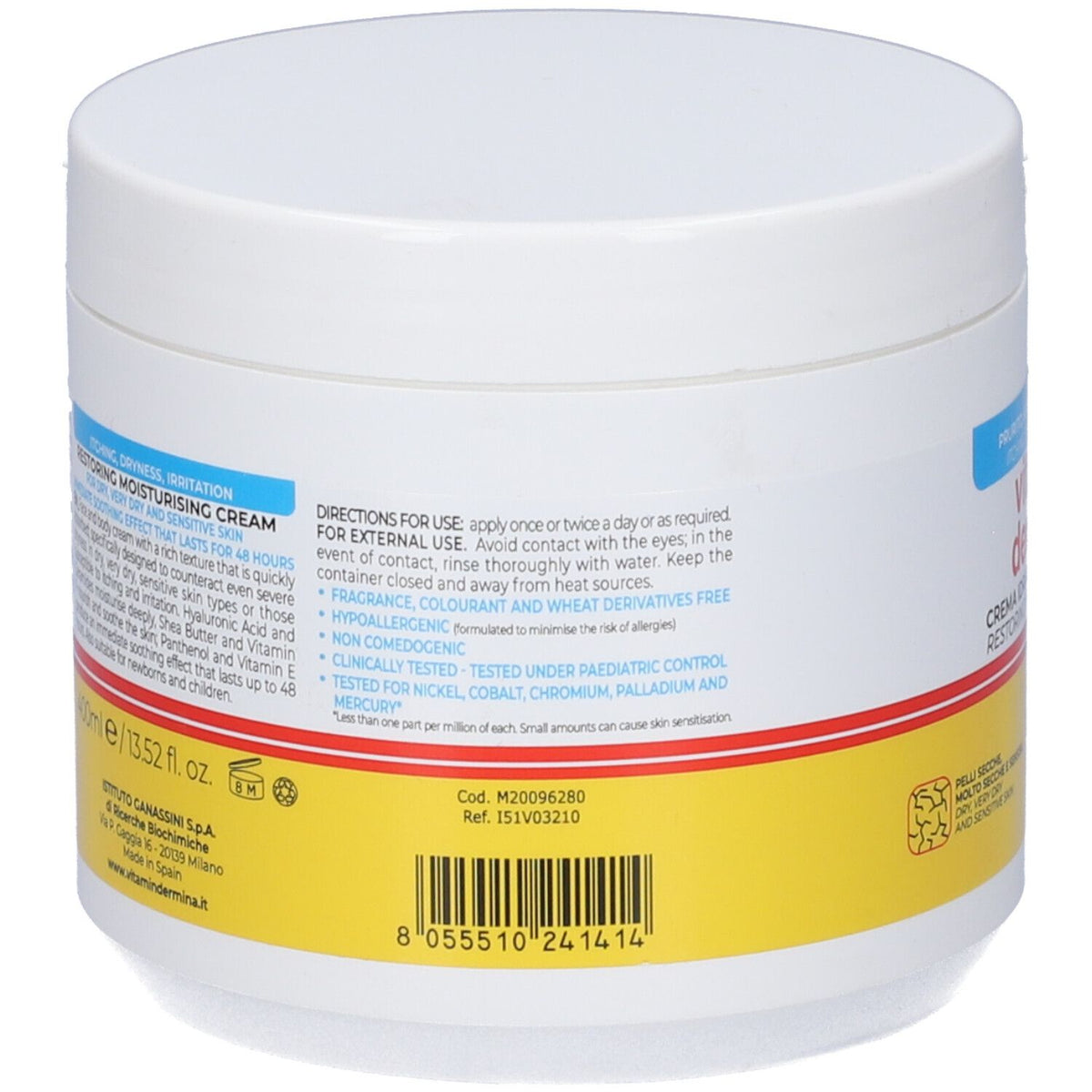 Crème Hydratante Restitutive Vitamindermina 400 Ml Vitamindermina