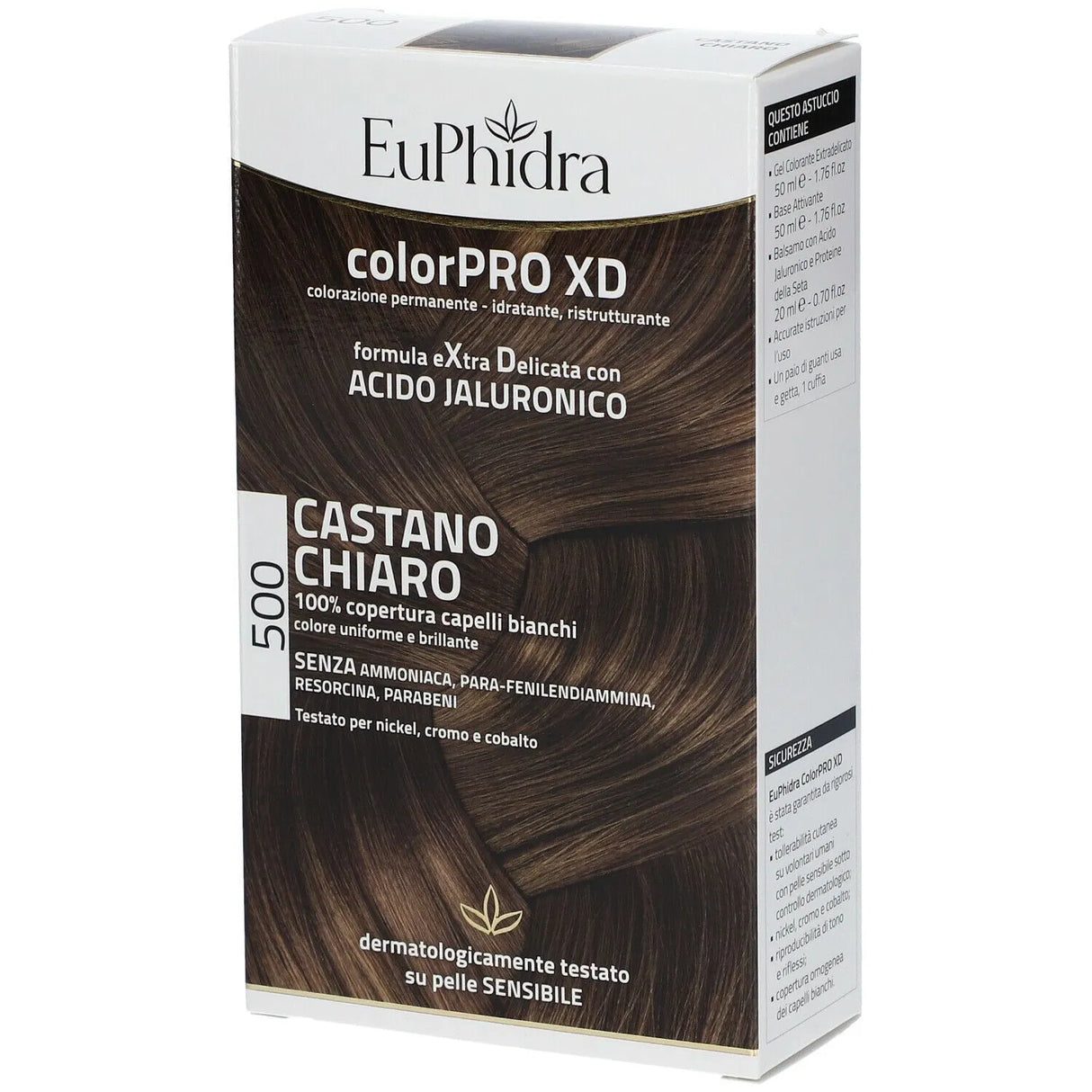 Euphidra Colorpro Xd 500 Châtain Clair Gel Colorant Cheveux En Flacon + Activateur + Baume + Gants Euphidra