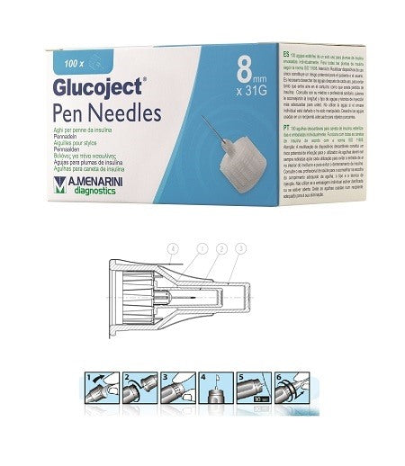 a menarini diagnostics ago per penna da insulina glucoject lunghezza 8 mm gauge 31 100 pezzi glucoject