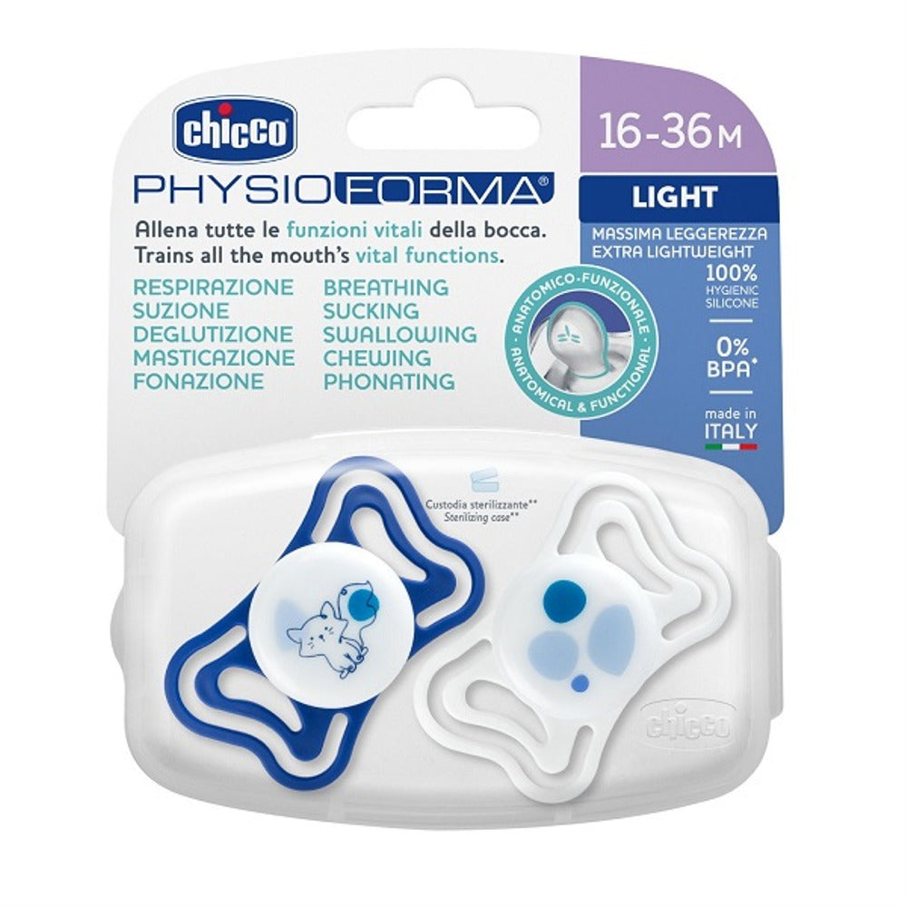 chicco chicco succhietto light blu silicone 16 36m 2 pezzi chicco ean 8058664186068