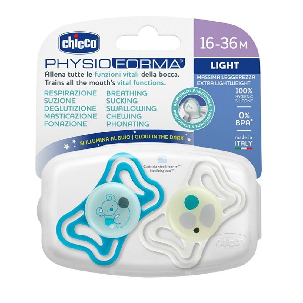 chicco chicco succhietto light lumi silicone 16 36m 2 pezzi chicco ean 8058664186075