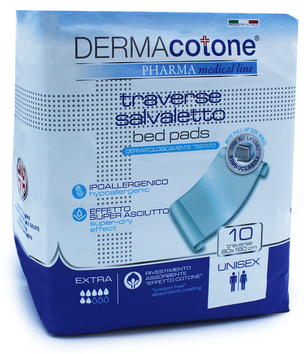 da ma distribuzione traversa salvaletto con ali per incontinenza dermacotone 80x180cm 10 pezzi dermacotone ean 8052283170972