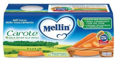 danone nutricia soc ben mellin omogeneizzato carote 2 x 80 g mellin ean 5900852021473
