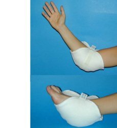 farmacare gomitieratalloniera in vello sintetico per la prevenzione delle piaghe da decubito a livello dei gomiti eo dei talloni nei pazienti lungodegenti sistema di fissaggio a velcro farmacare