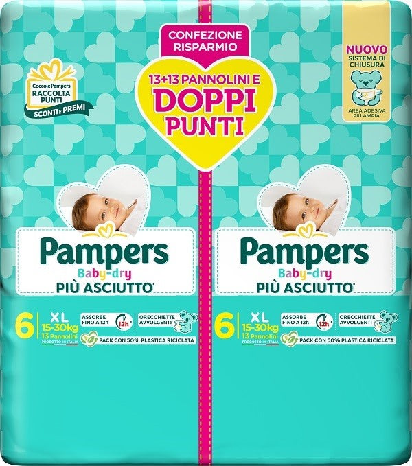 fater babycare pampers baby dry pannolino duo downcount xl 26 pezzi pampers ean 8001480308077