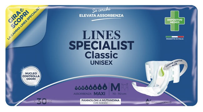 fater femcare pannolone a mutandina lines specialist classic maxi misura media 30 pezzi lines ean 8001480503625