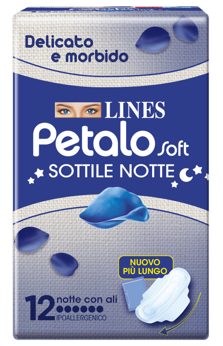 fater lines petalo soft sottile notte con ali ipoallergenico 12 pezzi lines ean 8001480406469