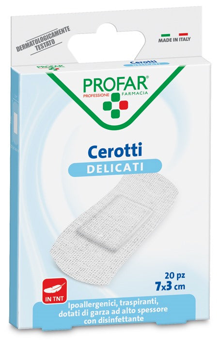 federfarma co cerotto tessuto non tessuto delicato grandi 7x3 cm 20 pezzi profar profar