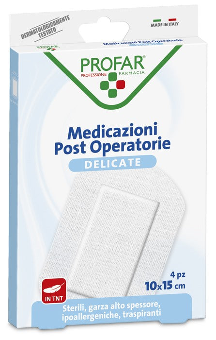 federfarma co medicazione post operatoria sterile garza antiaderente 10x15 cm 4 pezzi profar profar