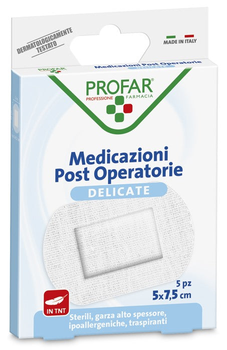 federfarma co medicazione post operatoria sterile garza antiaderente 5x75 cm 5 pezzi profar profar