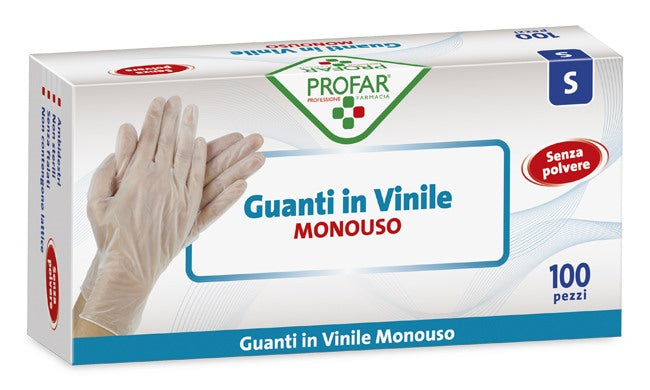 federfarma co profar guanto in vinile senza polvere s 100 pezzi profar