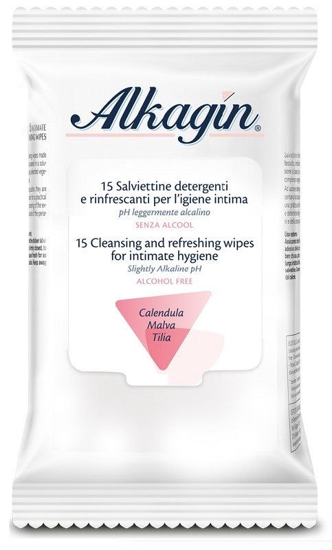 ist ganassini alkagin salviettine detergenti e rinfrescanti per ligiene intima ph leggermente alcalino senza alcool 15 pezzi calendula malva e tilia alkagyn ean 8050444856338
