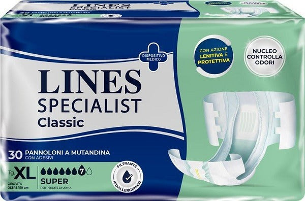 lines pannolone a mutanda lines specialist classic super pm xl 30 pezzi lines ean 8001480501041