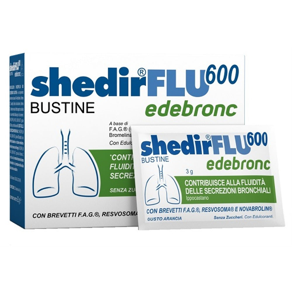 nessuno shedirflu 600 edebronc 20 bustine da 3 g gusto arancia senza glutine naturalmente privo di lattosio senza zuccheri con edulcorante