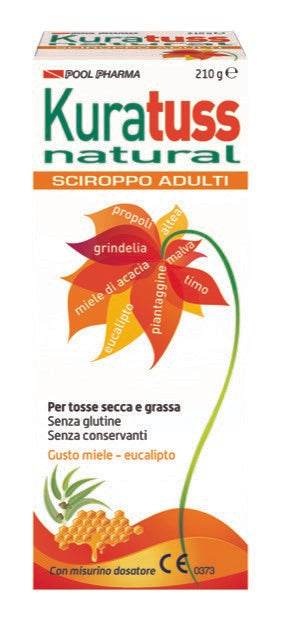 pool pharma kuratuss natural sciroppo adulti per tosse secca e grassa con misurino dosatore gusto miele eucalipto 210 g kuratuss natural