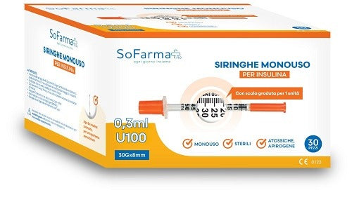 sofarmapiu siringa per insulina 03 ml 30 pezzi sofarmapiu sofarmapiu ean 6970349778875