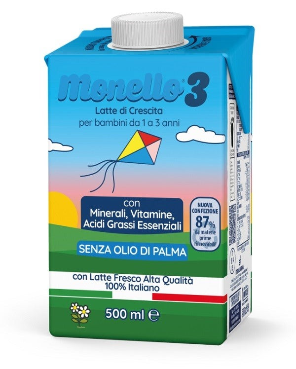 steril farma monello 3 formula per la crescita a base di latte per bambini da 1 a 3 anni liquido 500 ml monello ean 8032459305667