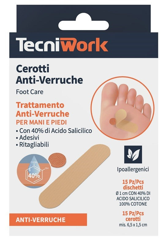tecniwork cerotto anti verruche piedi 15 15 pezzi tecniwork ean 8023568146890
