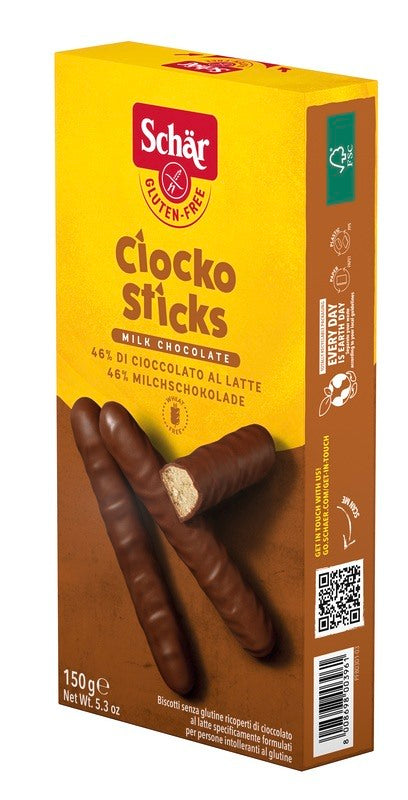 schar due schar ciocko stick ricoperti di cioccolato al latte 150 g schar ean 8008698003961