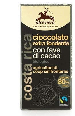 alce nero tavoletta cioccolato extrafondente bio con fave di cacao bio fairtrade 100 g alce nero ean 8009004901261