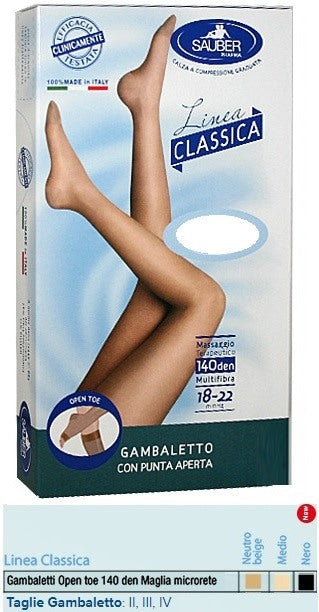 desa pharma sauber gambaletto open toe maglia microrete 140 den colore neutro beige taglia 2 linea classica sauber ean 8005520001027