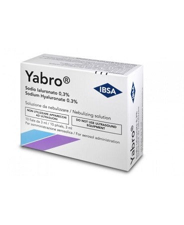 ibsa farmaceutici yabro 10 fiale 3ml acido ialuronico 03 soluzione per nebulizzatore yabro ean 8033638951477