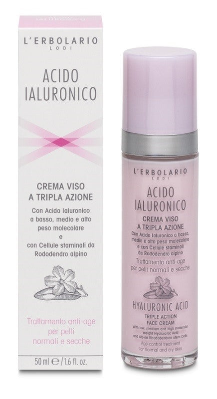 lerbolario acido ialuronico crema viso a tripla azione trattamento antiage pelli normali e secche 50 ml lerbolario ean 8022328106983