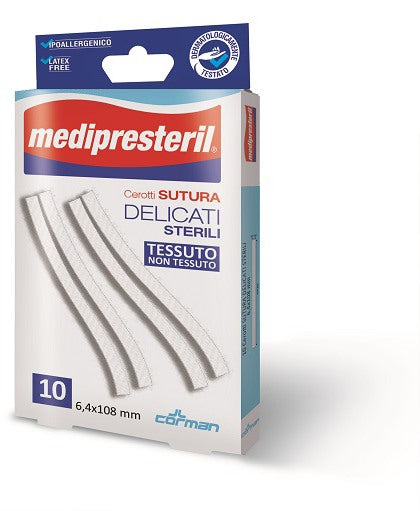 corman cerotto per sutura medipresteril delicati tessuto non tessuto 64x108mm 10 pezzi medi presteril ean 8016867001199