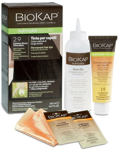 bios line biokap nutricolor delicato 29 castano scuro cioccolato tinta tubo flacone biokap ean 8030243010421