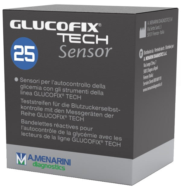 menarini diagn strisce misurazione glicemia glucofix tech sensor 25 pezzi