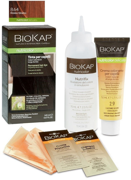 bios line spa biokap nutricolor delicato 864 rosso tiziano tinta 140 ml biokap ean 8030243022752