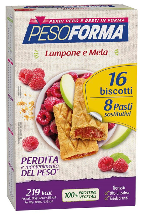 nutrition sante italia pesoforma biscotti lampone e mela 16 biscotti x 33g 8 pasti sostitutivi pesoforma ean 3175681251571