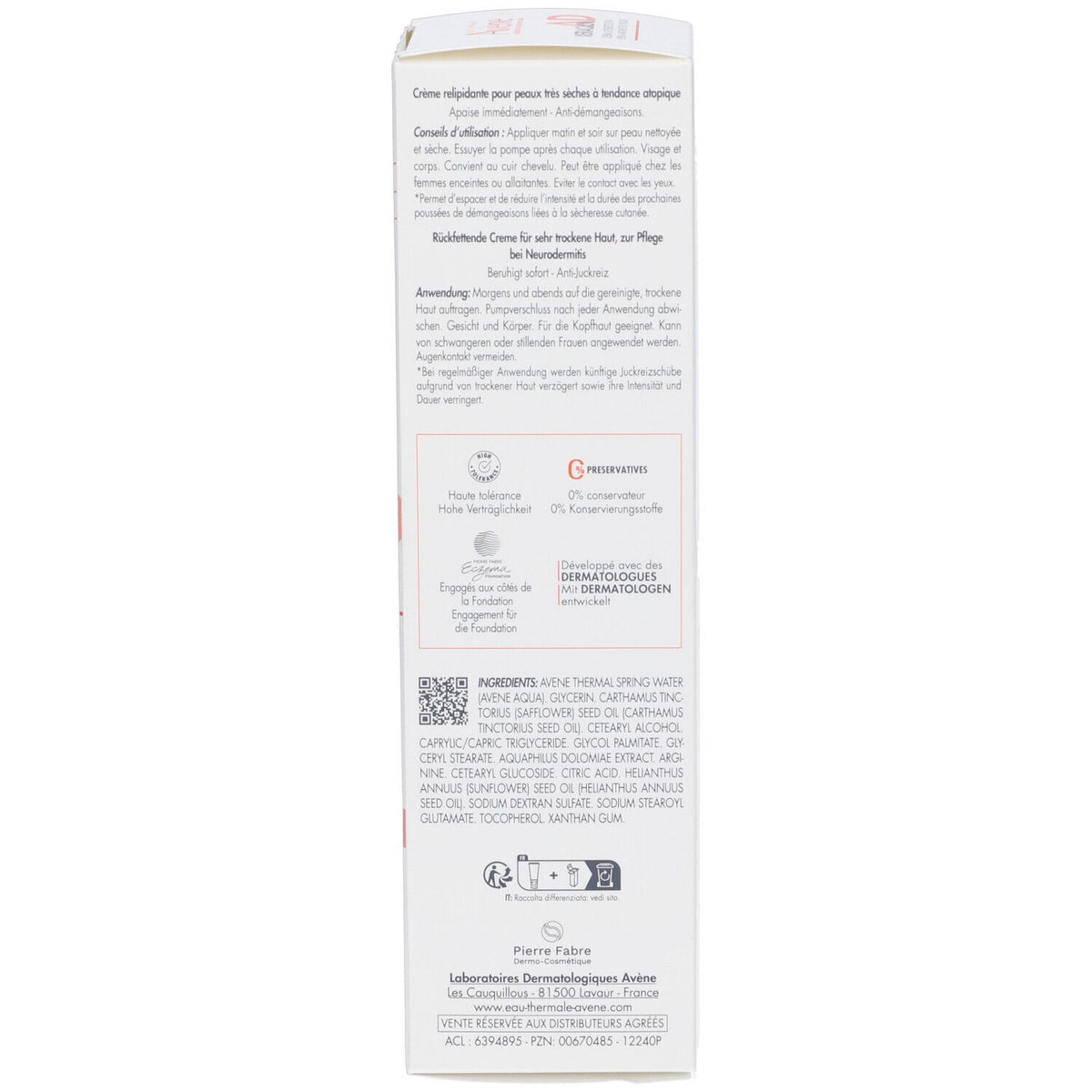 Crème Liporestitutive Avene Xeracalm Ad 200 Ml Nouvelle Formule Avene