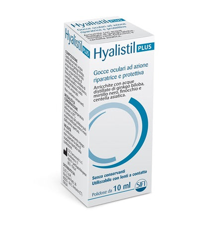 sifi gocce oculari hyalistil plus acido ialuronico 04 acqua distillata di ginkgo biloba mirtillo nero finocchio centella asiatica 10 ml hyalistil ean 8027864060034