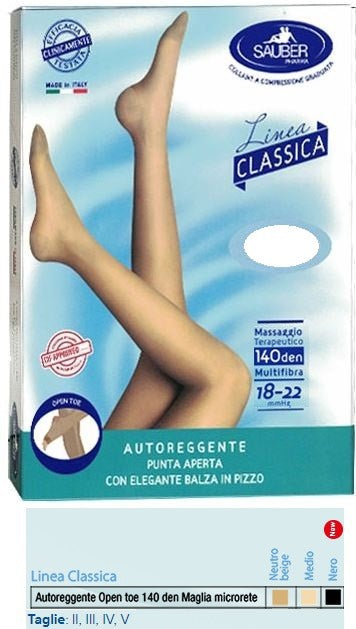 desa pharma sauber autoreggente open toe maglia microrete 140 den colore neutro beige taglia 5 linea classica sauber ean 8005520604457