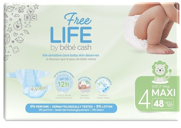 ontex freelife by bebecash maxi taglia 4 7 18 kg girovita 38 60 cm 48 pezzi ean 5411416057154