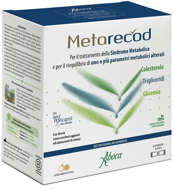 aboca metarecod 40 bustine granulari x 25g gusto arancia e pesca aboca ean 8032472021575