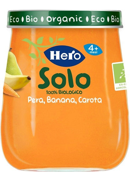 fater babycare hero baby omogeneizzato pera banana carota 100 bio 120 g hero solo ean 8000080004839