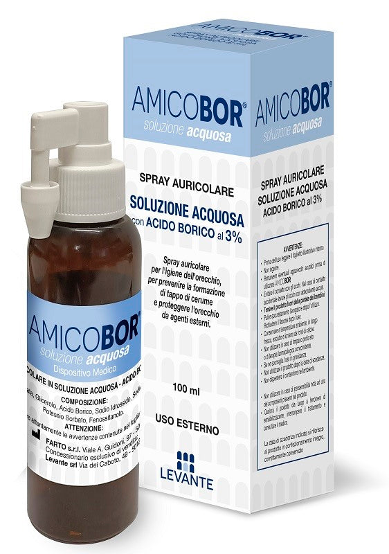 levante soluzione acquosa per irrigazione dellorecchio amicobor 100 ml