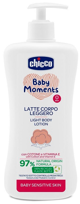 chicco artsana spa chicco baby moments latte corpo sensitive leggero 500 ml ean 8058664129348